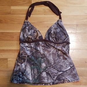 Camouflage swimsuit top